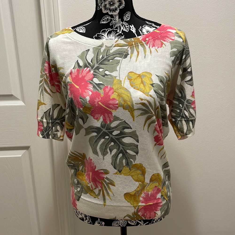 Talbots Missy M tropical print boatneck sweater